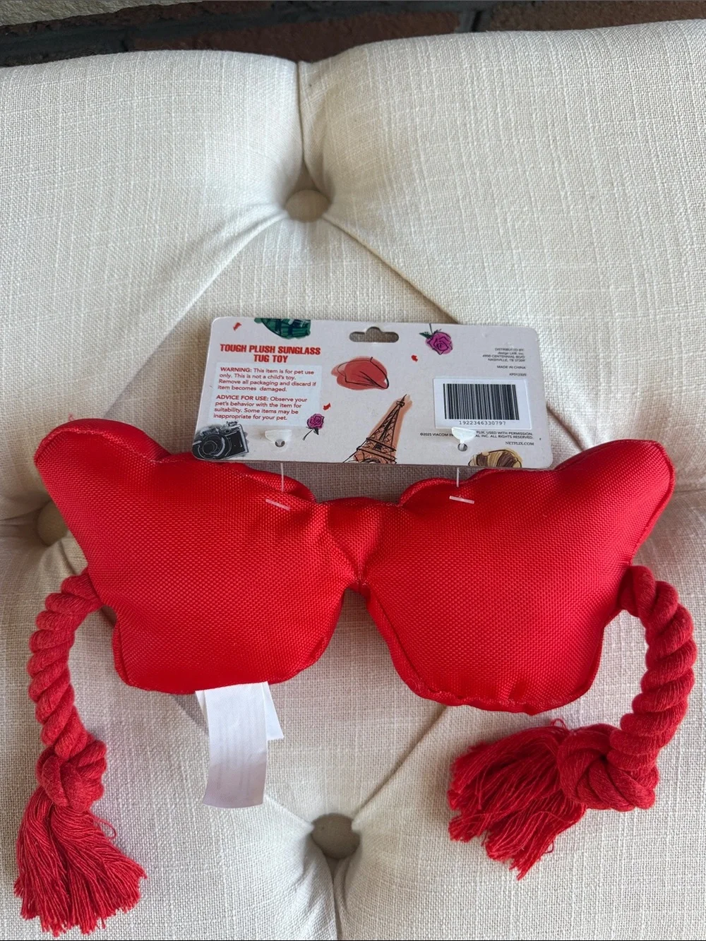 Netflix Emily In Paris Red Fashion Sunglasses Pet Plush Dog Toy